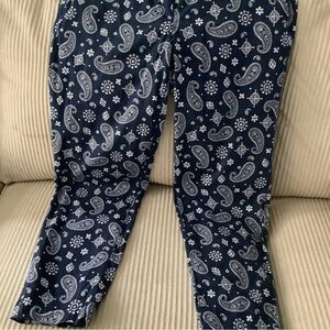 Talbots Blue Paisley Ankle Pants